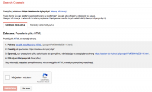 Jak dodać/wstawić kod Google Search Console na stronę w WordPress - weryfikacja domeny
