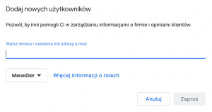 Jak dodać uprawnienia do wizytówki Google Moja Firma