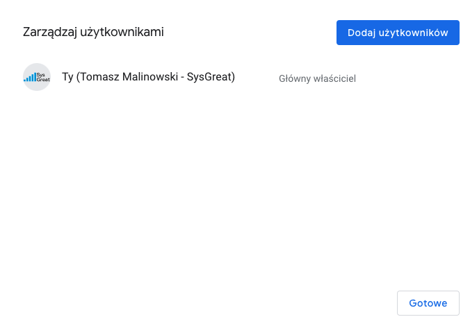 Zarządzaj uprawnieniami wizytówki Google Moja Firma